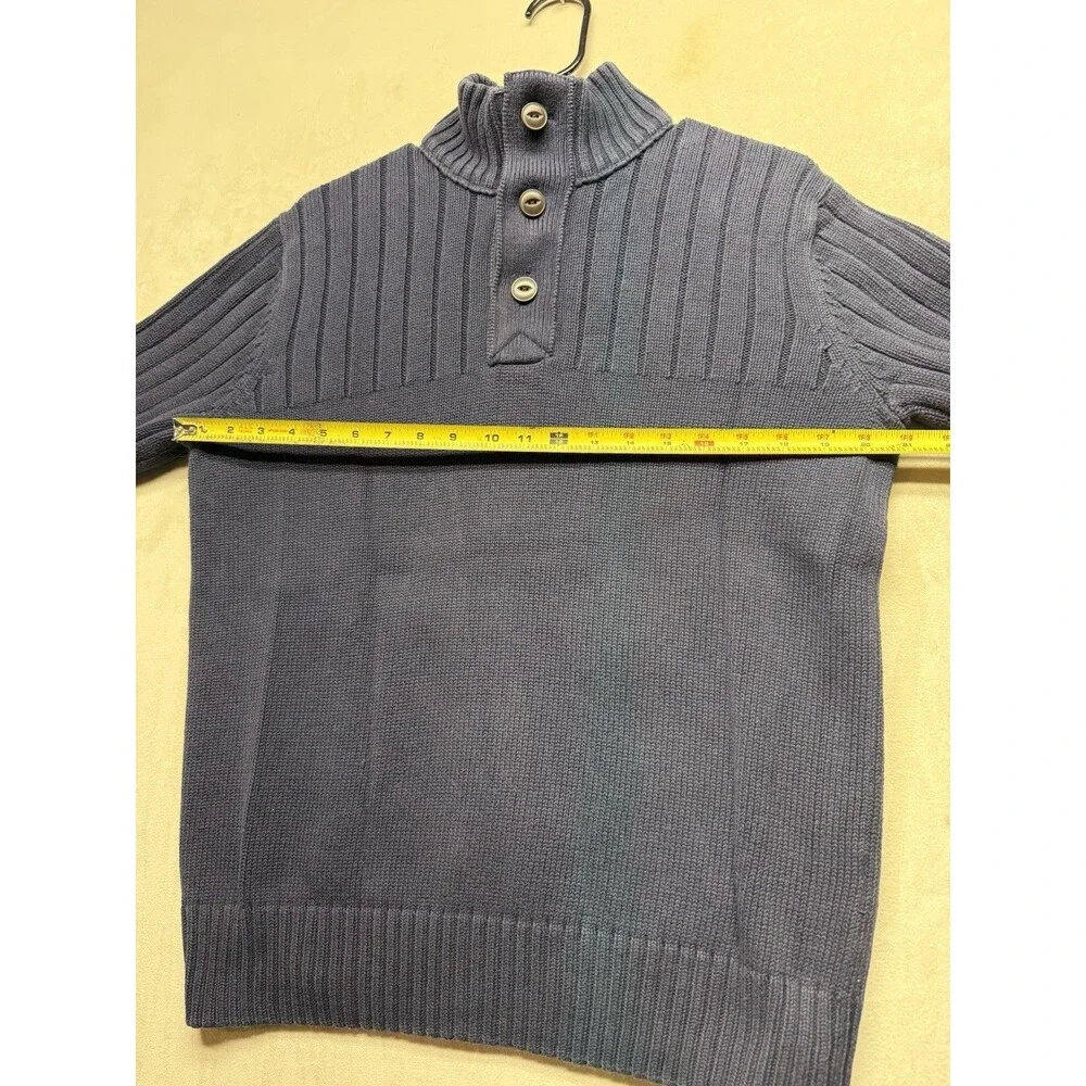 Eddie Bauer Men's M Combed Cotton Knit Henley Pullover Sweater Mock Neck Button - Picture 3 of 7